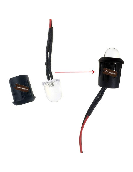 Paquete 20 LED 10MM Blanco Pre Cableado 12V + Soportes