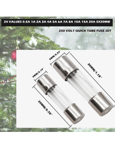 Kit de Fusibles de Vidrio 180Pcs 250V 5x20mm y 6x30mm Sunxeke 2