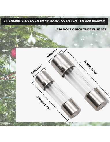 Kit de Fusibles de Vidrio 180Pcs 250V 5x20mm y 6x30mm Sunxeke