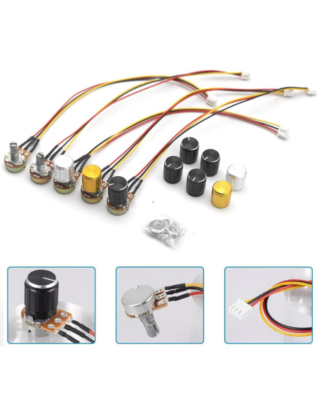 5 Piezas Potenciómetro Rotativo Lineal WH148 5K 10K 50K