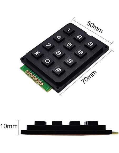 Módulo Teclado Matriz 4x3 SazkJere 12 Teclas para Microcontrolador Módulo Teclado Matriz 4x3 SazkJere 12 Teclas para Microcontrolador
