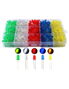 Kit 500 LEDs 5mm CESFONJER - 5 Colores (Rojo, Verde, Azul, Blanco, Amarillo)