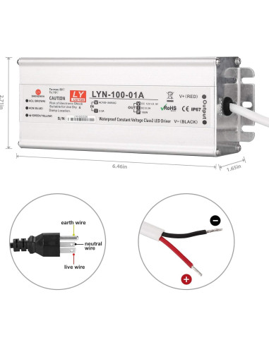 Controlador LED 100W IP67 12V CC Adaptador de Transformador