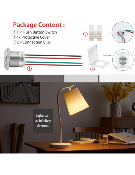 Interruptor Táctil 16mm ZJWZJH 5V-24V CC Rojo y Azul