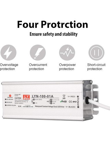 Controlador LED 100W IP67 12V CC Adaptador de Transformador