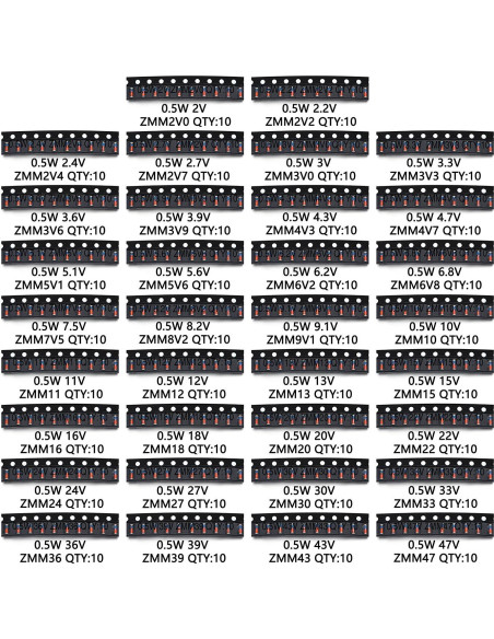 Kit Diodos Zener SMD 0.5W Chanzon 34 Valores 340 Piezas