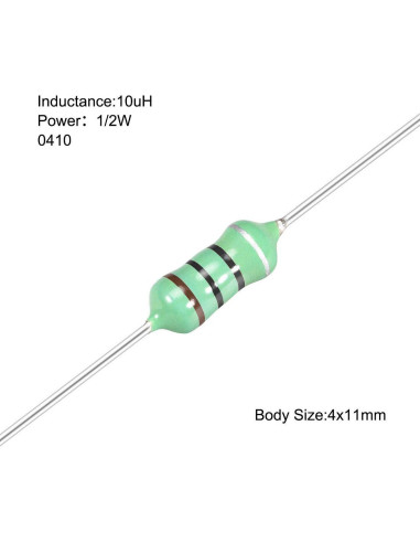 Inductor Axial 10uH 0.5W uxcell - 25 Piezas Tolerancia 10%