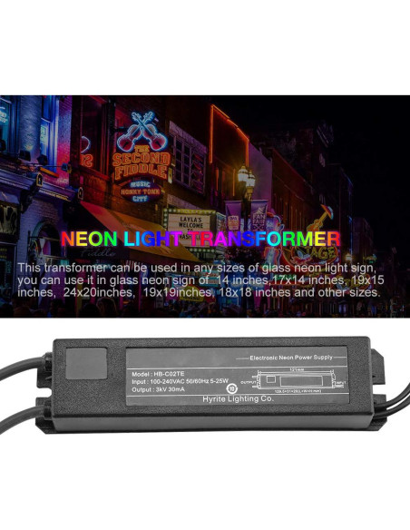 Transformador Electrónico de Luz Neón Tbest 3kV 30mA 5-25W
