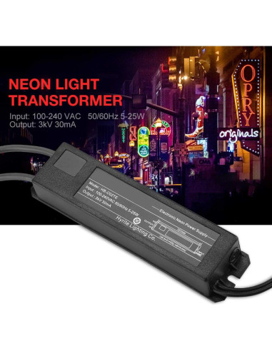 Transformador Electrónico de Luz Neón Tbest 3kV 30mA 5-25W