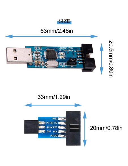 Programador USBASP ISP 2 pcs con Adaptador 10Pin a 6Pin