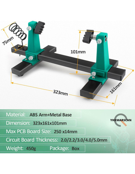 Soporte de PCB Ajustable Shen Zhen 0.64 kg 200mm Verde