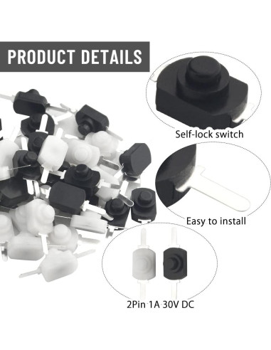 WMYCONGCONG 40 Piezas Interruptor Botón Pulsador Mini 30V 1A