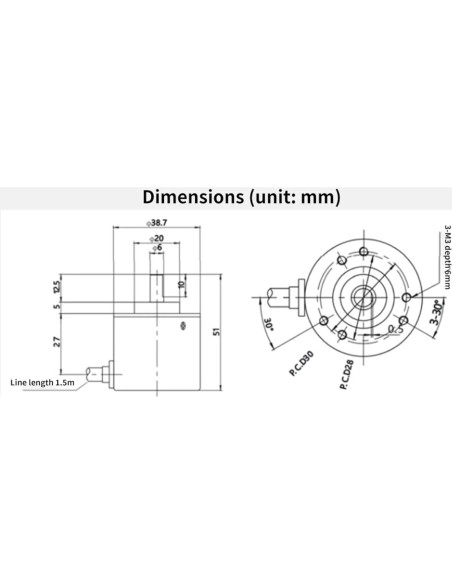 Encoder Rotativo Óptico Incremental 600 P/R Walfront 5-24V 6mm
