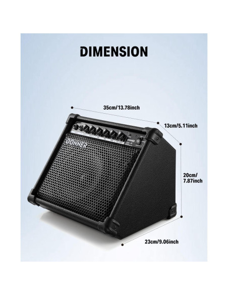 Amplificador de Teclado Donner DKA-20 20W con Aux y 2 Canales