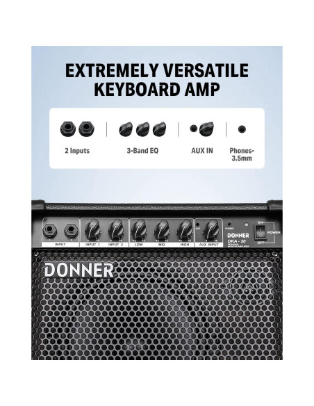 Amplificador de Teclado Donner DKA-20 20W con Aux y 2 Canales