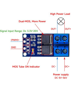 Módulo Controlador MOSFET Ransanx 5PCS 15A 400W PWM 5-36V 2