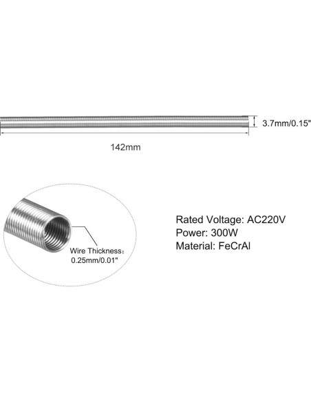 5 Piezas Alambre de Calefacción Eléctrico FeCrAl 220V 300W 3.7mm