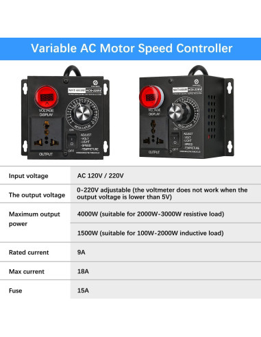 Controlador de Velocidad Variable AC SDRGEEK 4000W 15A 220V