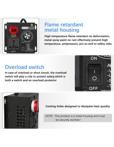 Controlador de Velocidad Variable AC SDRGEEK 4000W 15A 220V