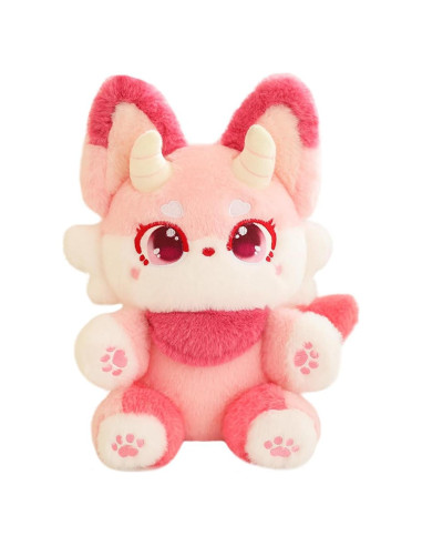 Zorro Rosa de Peluche ELAINREN 34.8 cm Suave y Realista