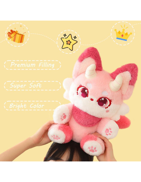 Zorro Rosa de Peluche ELAINREN 34.8 cm Suave y Realista