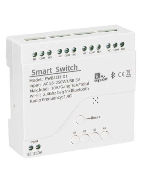 Interruptor WiFi Inteligente Wengart 4 Canales 10A DIN