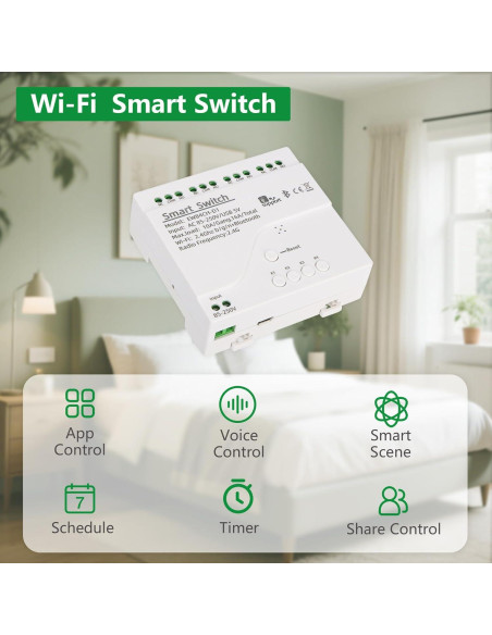 Interruptor WiFi Inteligente Wengart 4 Canales 10A DIN