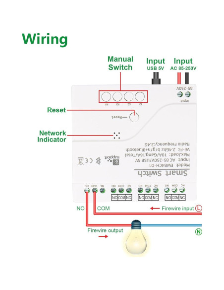 Interruptor WiFi Inteligente Wengart 4 Canales 10A DIN