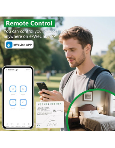 Interruptor WiFi Inteligente Wengart 4 Canales 10A DIN