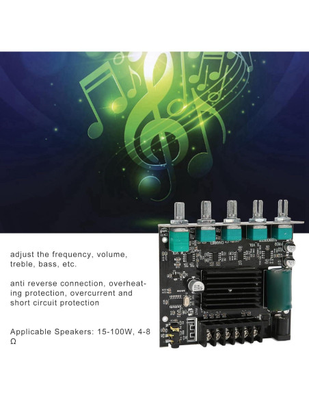 Placa Amplificador Estéreo Digital ZK-MT21 Bluetooth 2.1 50W