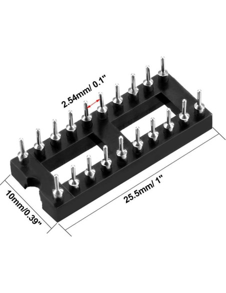 20 Zócalos DIP IC 2.54mm GANASOME para Placa PCB