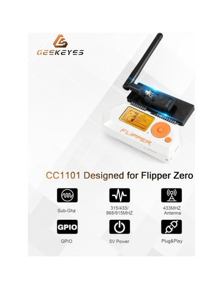 Módulo RF GEEKEYES CC1101 433MHz con Antena y Placa GPIO