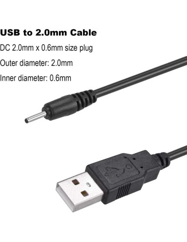 Cable USB a DC 2.0mm RUITEXUN 1m 5V para Dispositivos Electrónicos