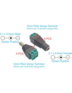 Conector Adaptador Corriente Continua DIYables 2.1x5.5mm 10 Piezas 2