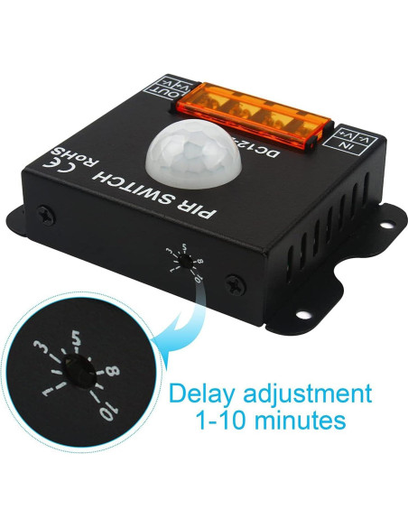 Interruptor de Sensor de Movimiento PIR LED Qimoo 12-24V 30A