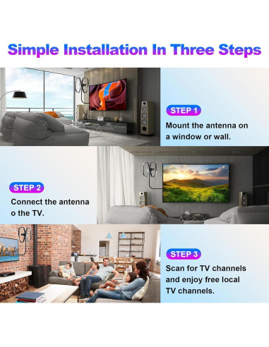 Antena de TV Interior Bzoxauy AN-3035 3100+ Millas 360