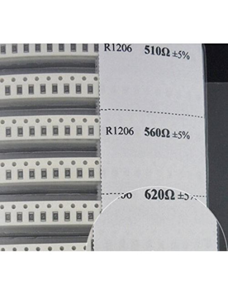 Kit de Resistencias SMD 1206 VvWYOBETT 178 Valores 0-20M ohm