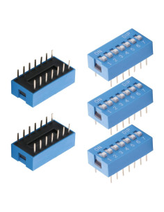 Interruptor DIP Horizontal Fielect 7 Posiciones 2.54mm Azul - 5 Pcs