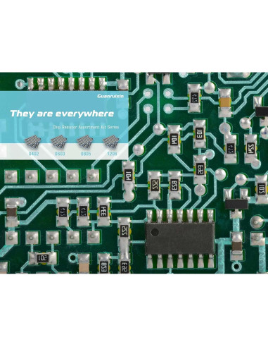Kit de Resistores de Chip EIA 0402 Guanruixin 7200PCS 0R-10M