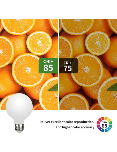 2 Bombillas LED Globo E26 7W 450 Lúmenes Regulables 3 Colores