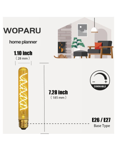 Bombilla Edison Vintage WOPARU T28 4W 18.5cm Ámbar Dimmable