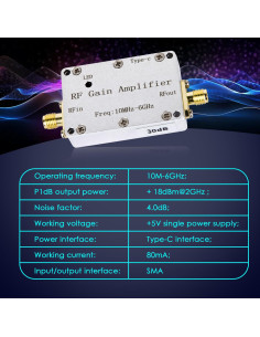 Amplificador RF Banda Ancha DmgicPro 30dB 10M-6GHz Bajo Ruido 2