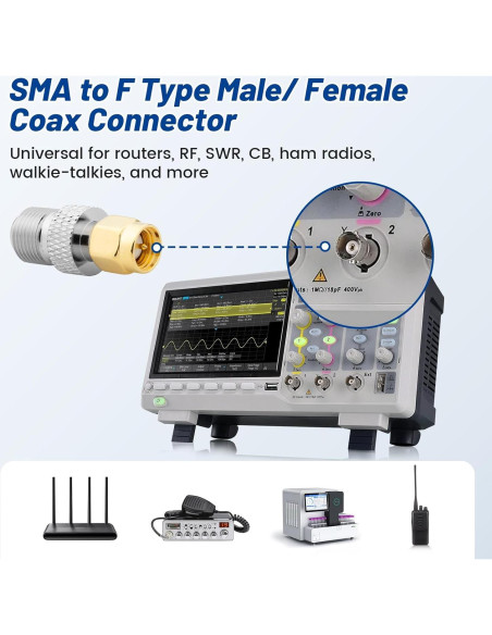 Kit 8 Adaptadores Coaxiales SMA Anina - Latón Dorado 50