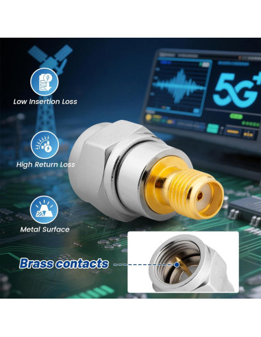 Kit 8 Adaptadores Coaxiales SMA Anina - Latón Dorado 50