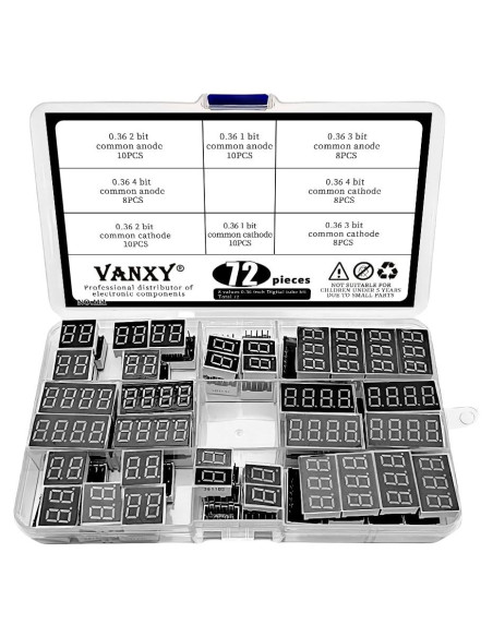 72 Piezas LED Rojo 7 Segmentos 0.36" Anodo Común VANXY