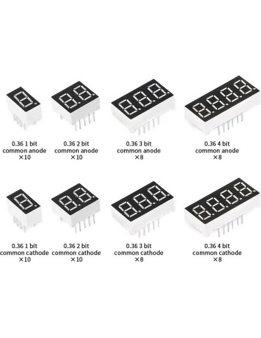 72 Piezas LED Rojo 7 Segmentos 0.36" Anodo Común VANXY