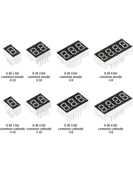 72 Piezas LED Rojo 7 Segmentos 0.36" Anodo Común VANXY