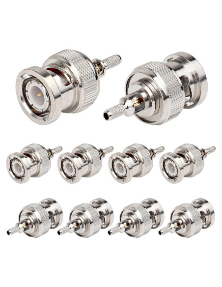 Conectores BNC Macho Crimp 10PCS XRDS-RF para Coaxial RG316