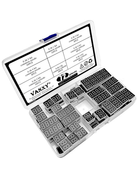 72 Piezas LED Rojo 7 Segmentos 0.36" Anodo Común VANXY