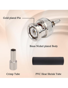Conectores BNC Macho Crimp 10PCS XRDS-RF para Coaxial RG316 2